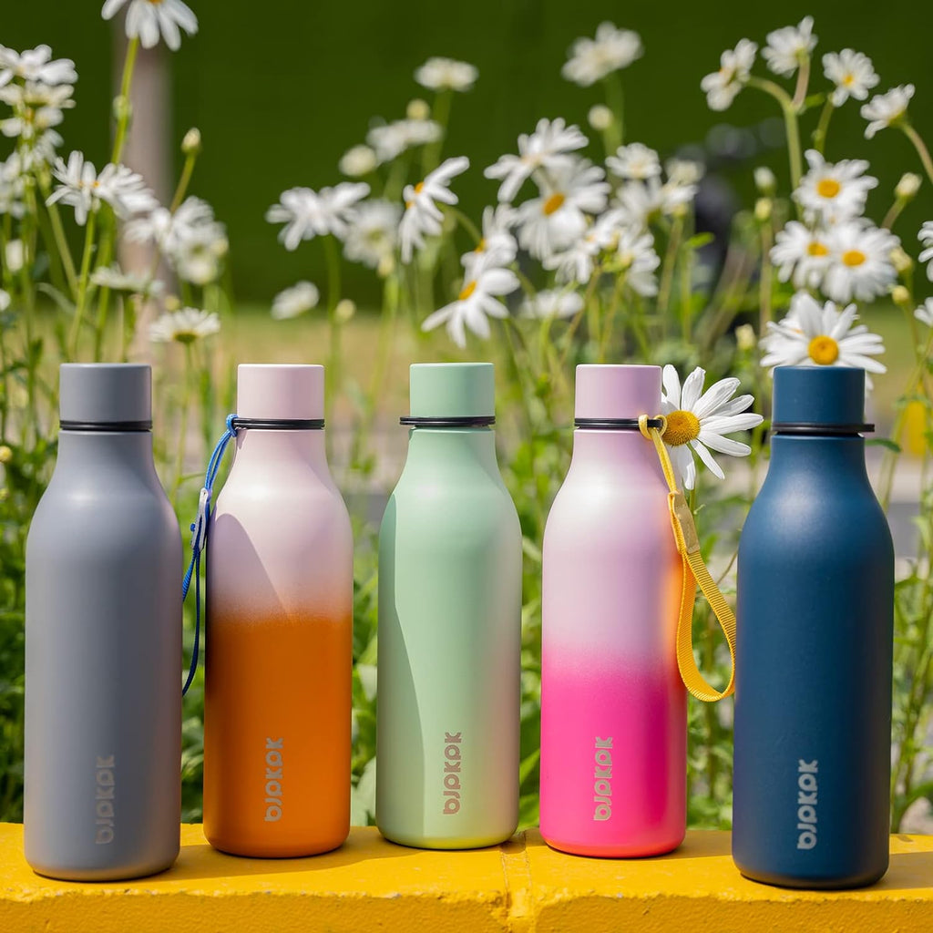 18oz Insulated Water Bottle, Stainless Steel Bottle with Carry Strap | Keep Cold & Hot Vacuum Insulation, Leak-Proof