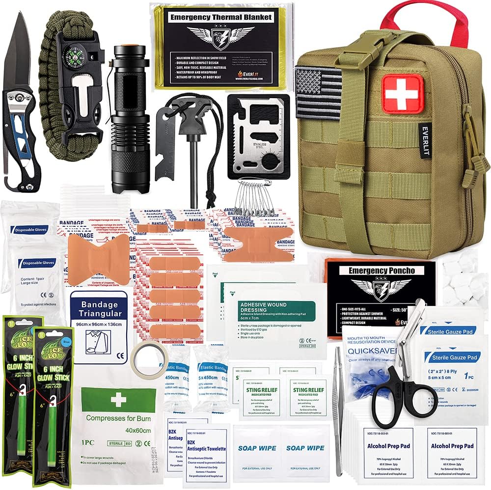 250 Pieces Survival First Aid Kit IFAK EMT Molle Pouch Survival Kit Outdoor Gear Emergency Kits Trauma Bag for