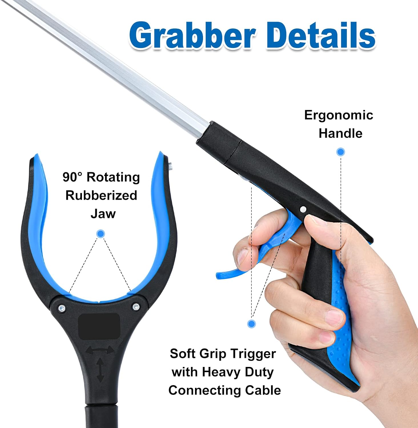 2-Pack Grabber Reacher Tool,32 Inch Foldable Reacher Grabber Pickup Tool with Strong Grip Magnetic,360°Rotating
