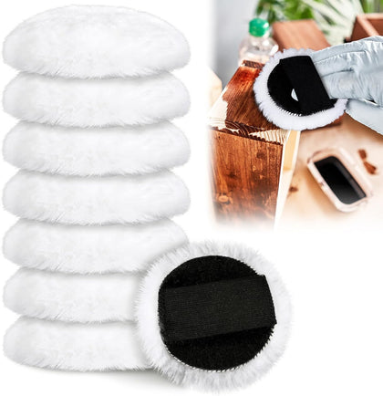 8 Pcs Lambswool Stain Pad 4 Inch Wood Stain Applicator Pads No Waste Reusable Lambswool Wax Applicator Staining Pads