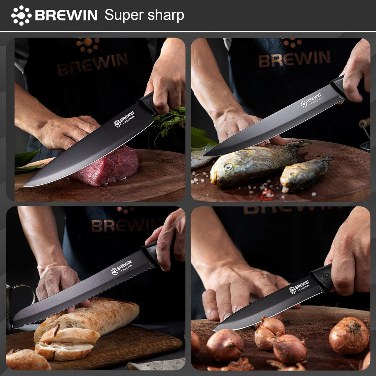 Knife Set, 8PC Kitchen Knife Set with Universal Block and Scissors