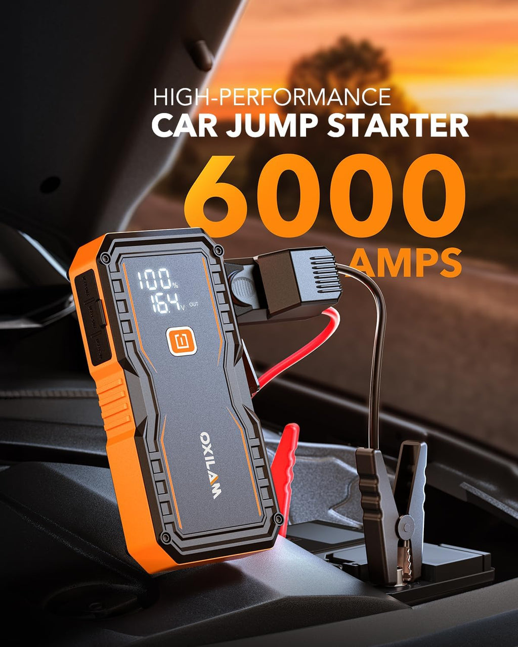 Jump Starter 6000A for All Gas/12L Diesel, Car Battery Jumper Starter Portable, 12V Lithium Jump Box with Jumper
