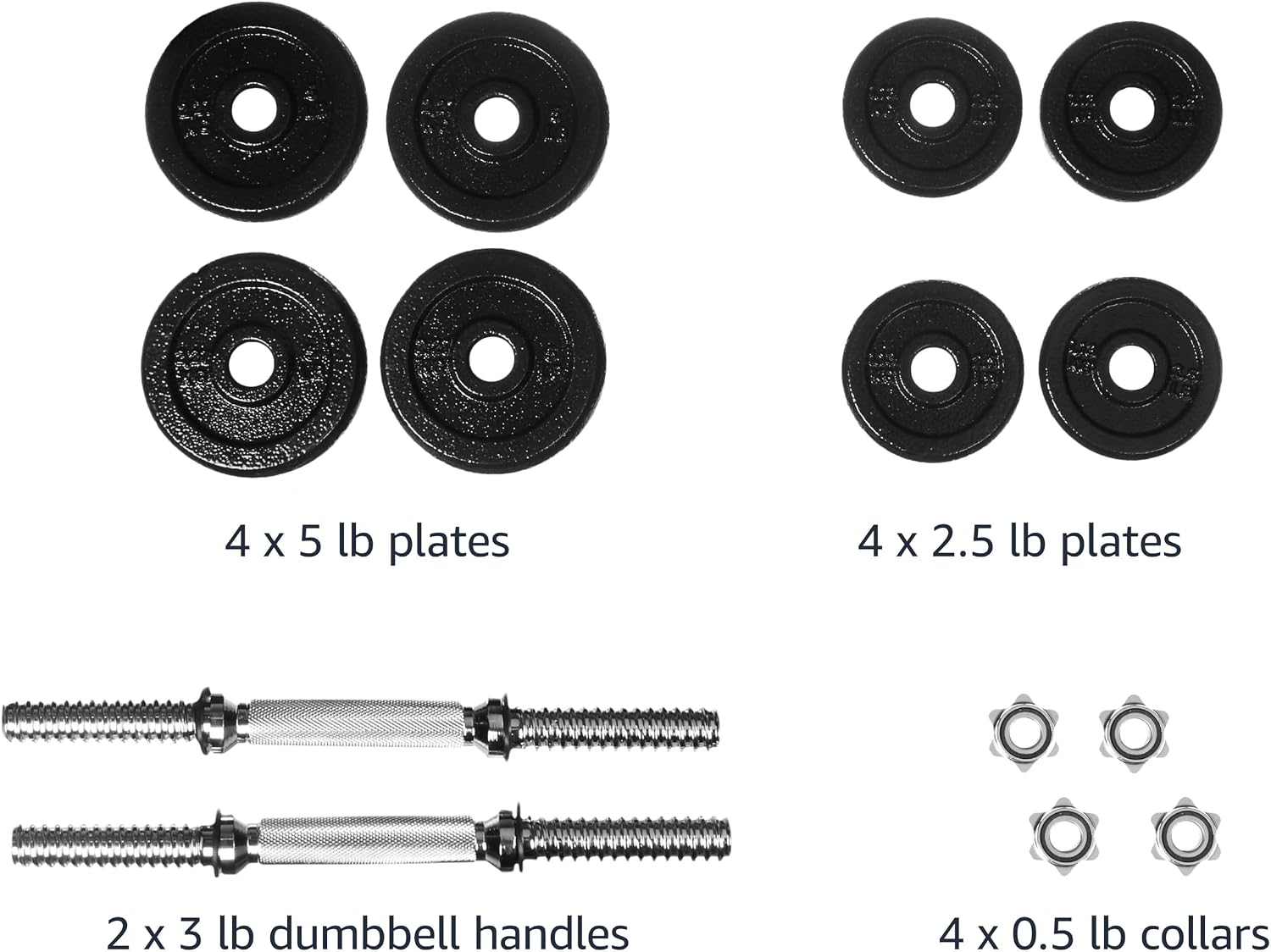 Adjustable Dumbbell Hand Weight Set with Storage Case, Portable, Secure, 38 Pounds, Black