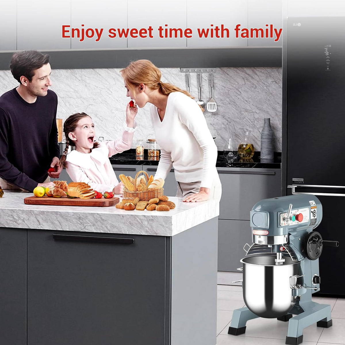 Commercial Planetary Stand Mixer, 1100W 3-Speed Dough Mixer w