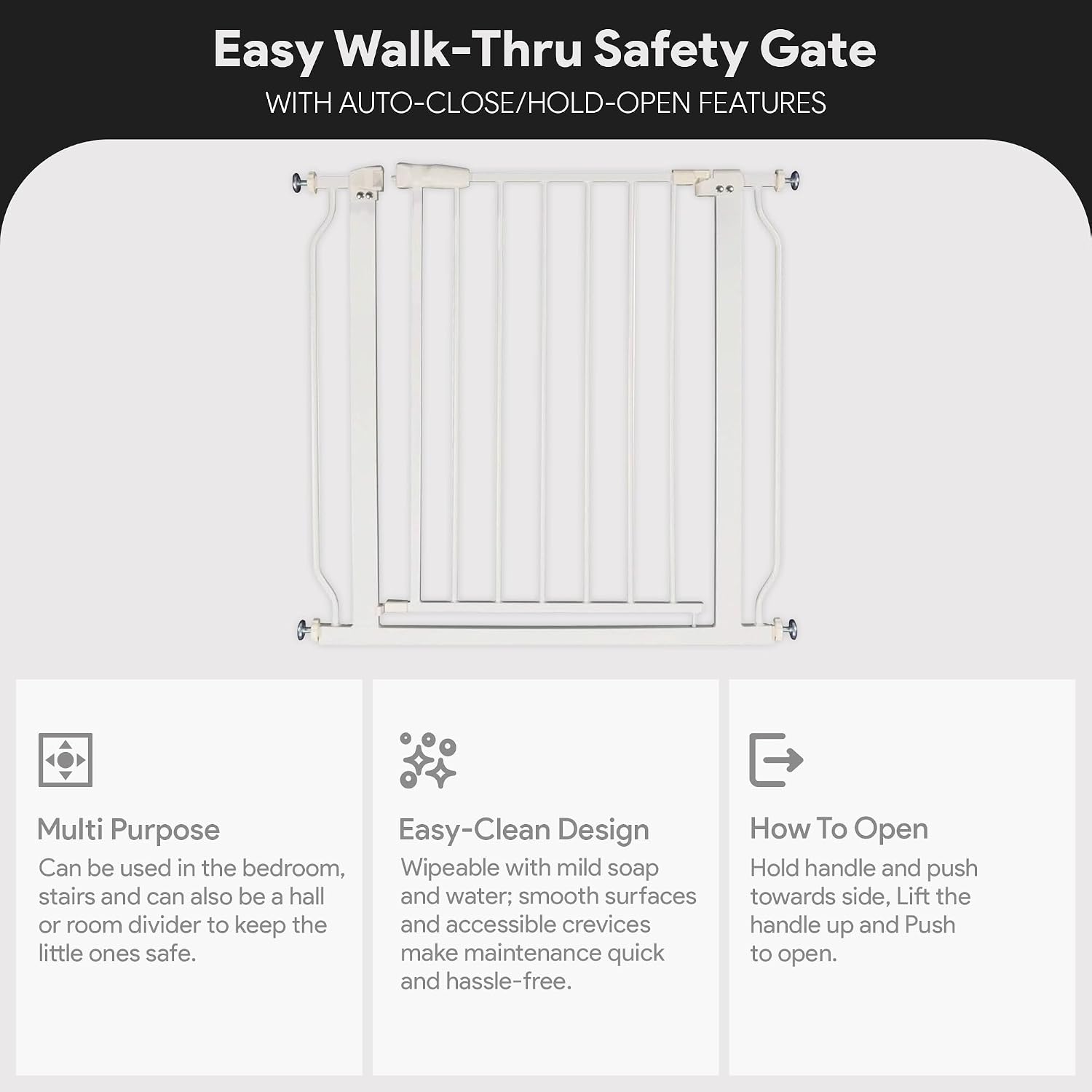 Easy Walk-Thru Baby and Pet Safety Gate