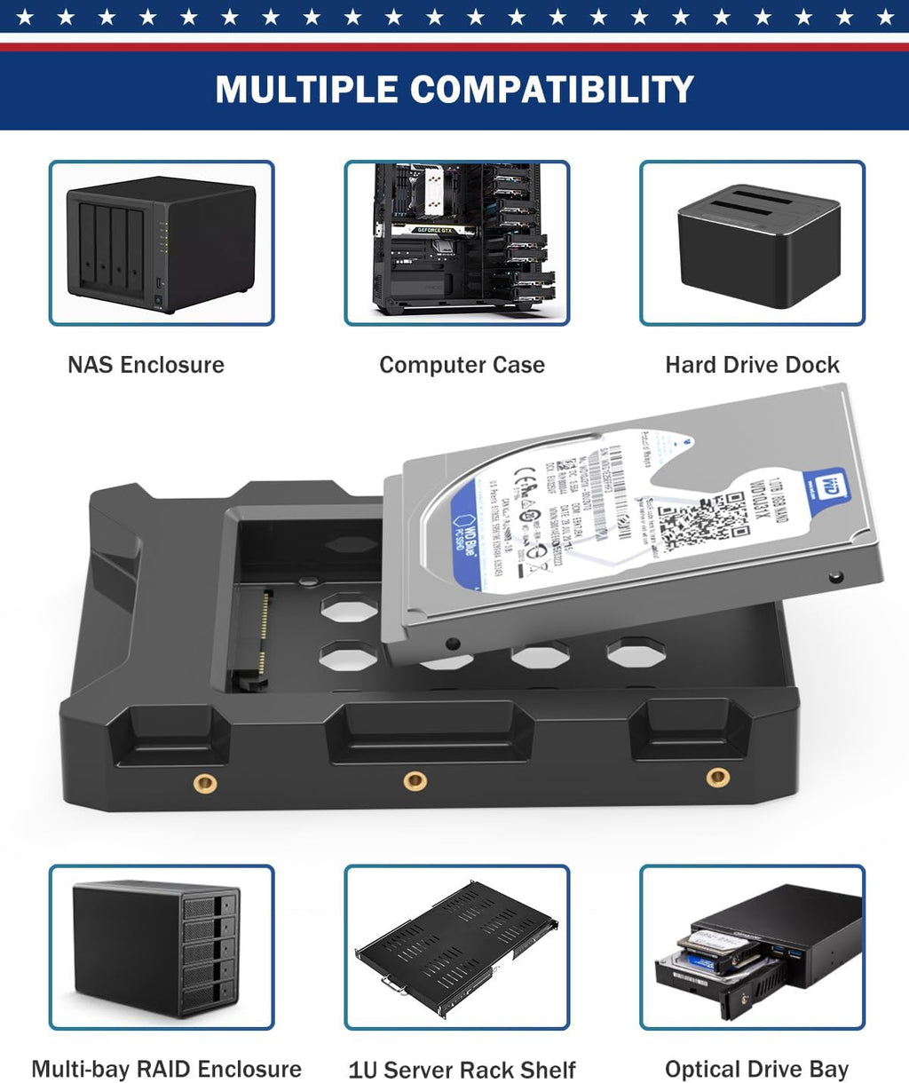 2.5'' SSD SATA to 3.5'' Hard Drive Adapter SSD Mounting Bracket Kit 1 Pack Internal SSD Desktop Adapter Hard Disk