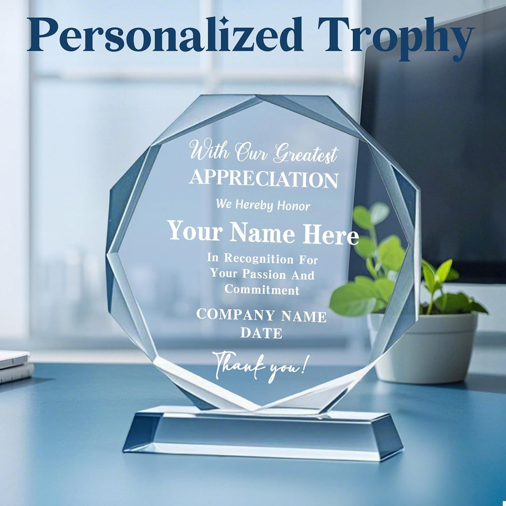 Personalized Trophy Award - Plaques Personalized Engraved - Custom Crystal Awards and Trophies for Employee
