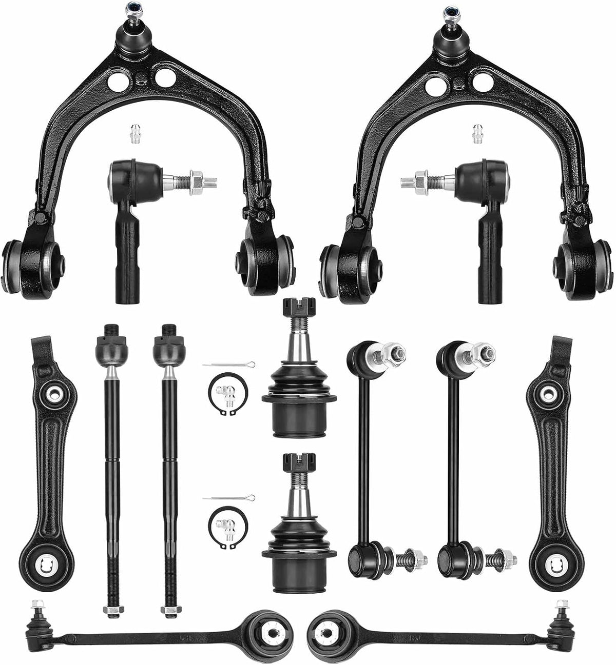 RWD Front Control Arm Lower and Upper Suspension Kit kit Fit for 2006-2010 Charger 2005-2010 Chrysler 300 2008-2010 Dodge Challenger, Fit for Magnum 2005-2008 K620177 K620178 K620258 K620257-14 pcs