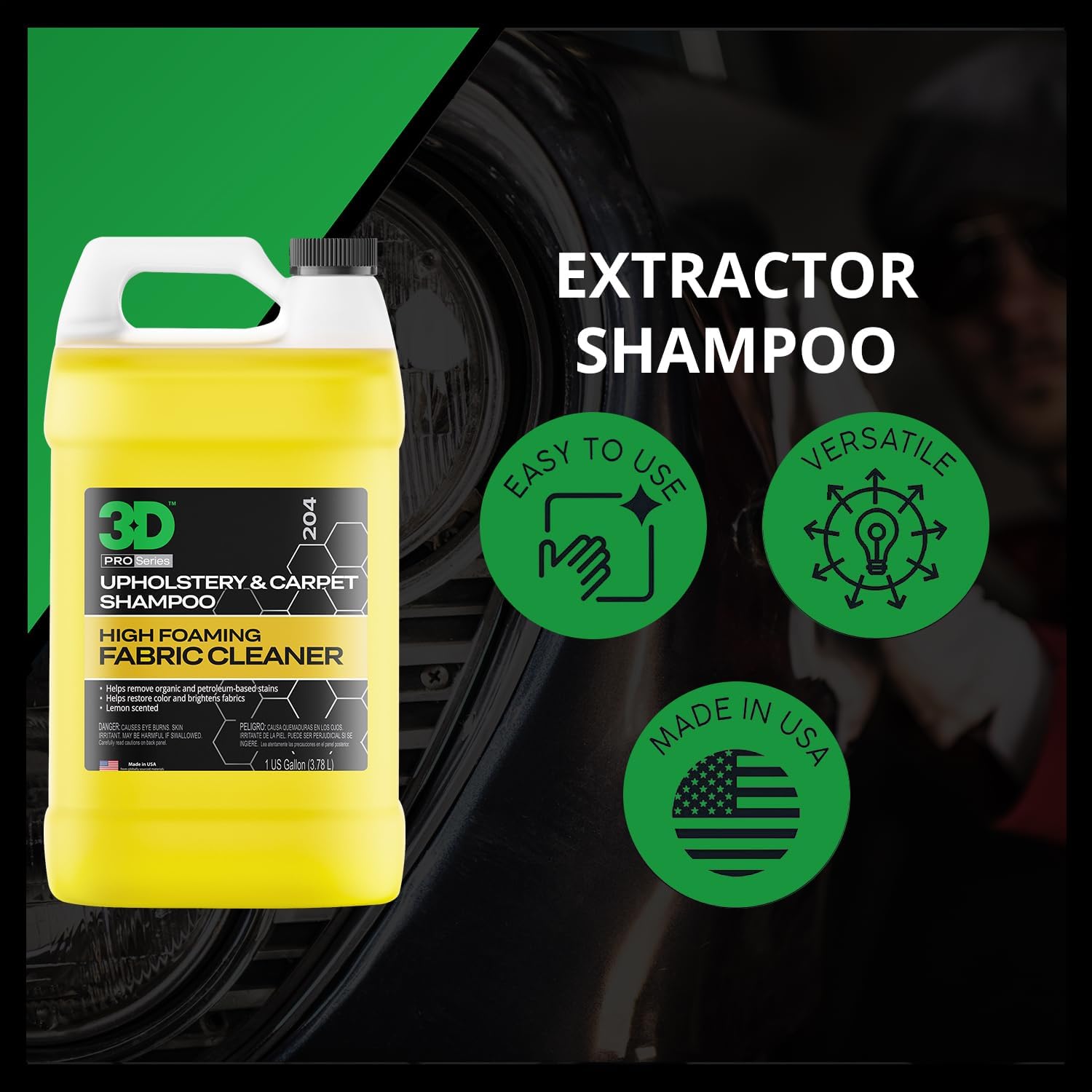 Extractor Carpet Cleaner Shampoo for Machine Use - Upholstery Cleaner, Stain Remover & Odor Eliminator - Low Foam, No