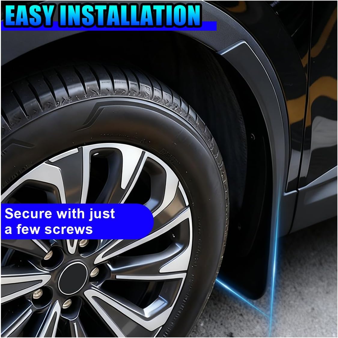 4PCS Car Mud Flaps, 12"×8.5" Universal Bendable Auto Splash Guards Set with Screws, Flexible Vehicle Front & Rear