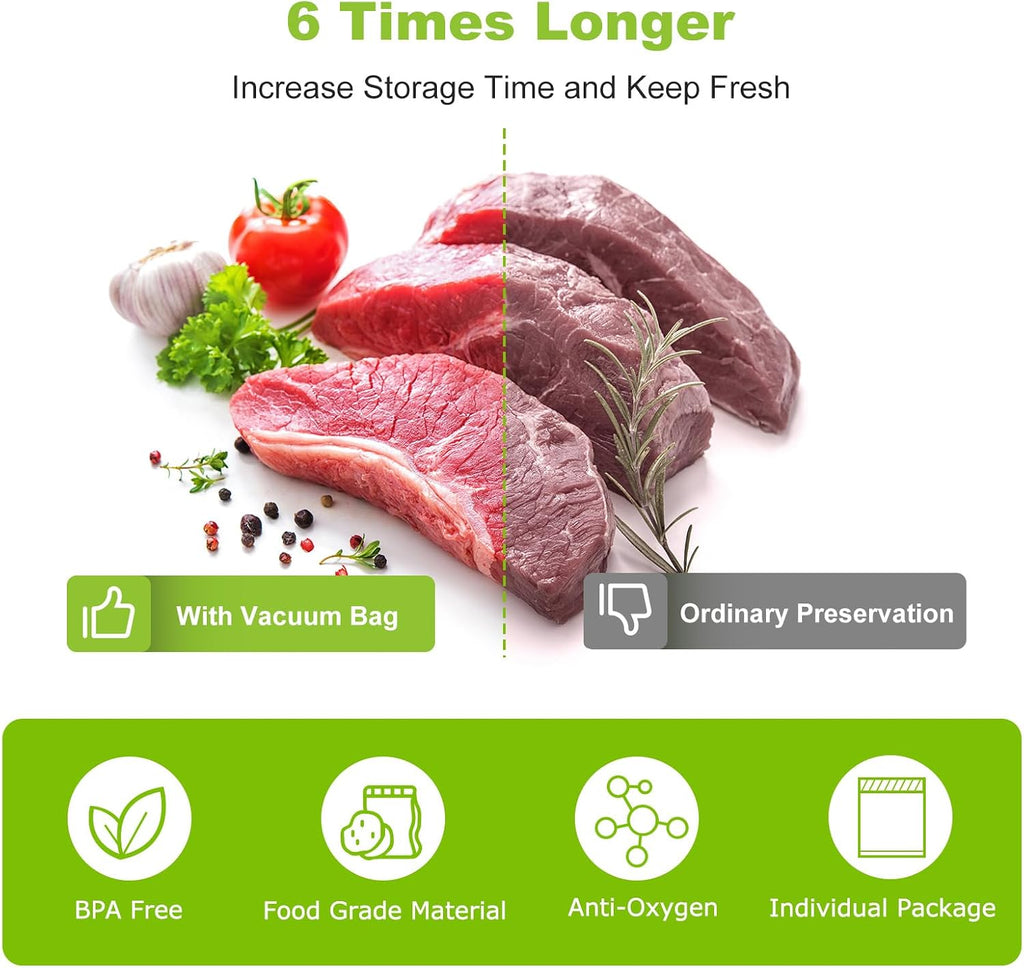 Vacuum Sealer Bags, 8" x 50' Rolls 2 pack for Food Storage