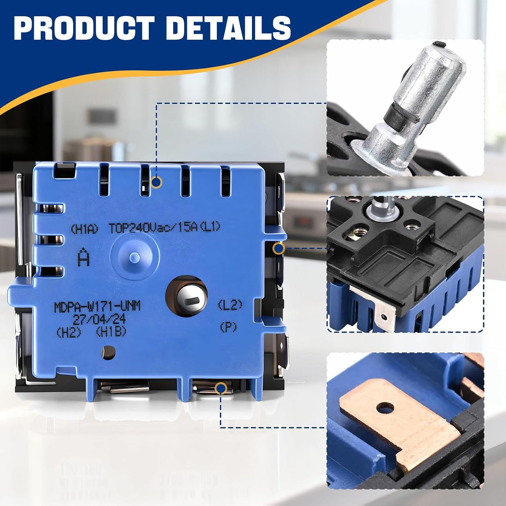 W10434452 WPW10434452 Dual Burner Infinite Switch for Whirlpool