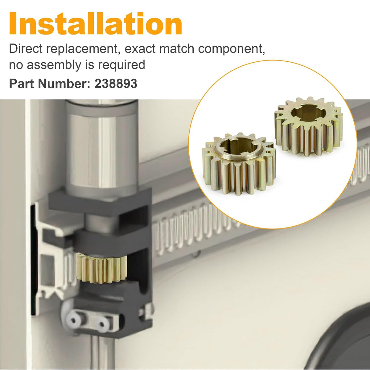 2-Pack 16 Tooth Spur Gear Compatible with Lippert 238893