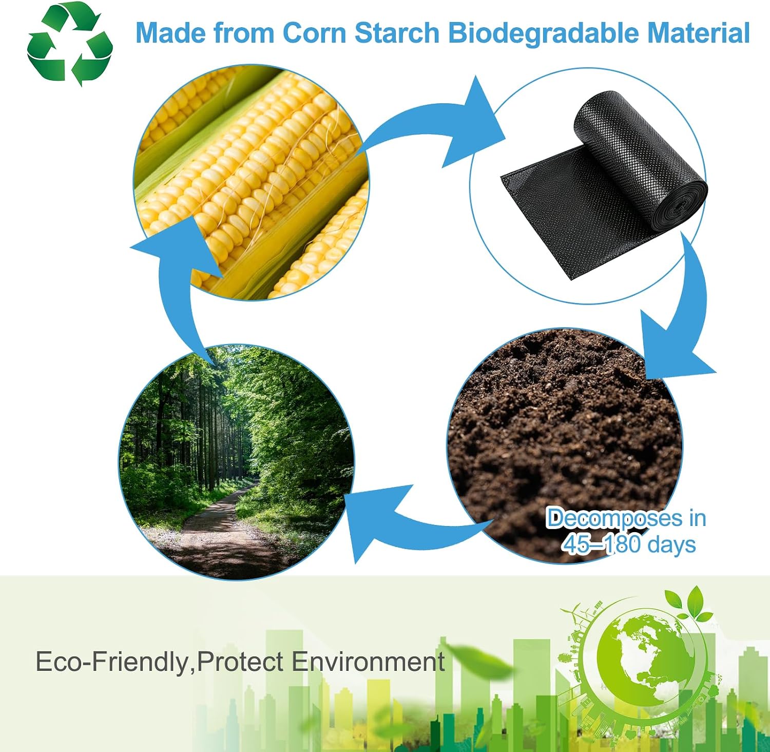 8 Gallon Trash Bags, Biodegradable Thickened Portable Toilet Bag, Heavy Duty Leak-Proof Black Garbage Bags for 5-8