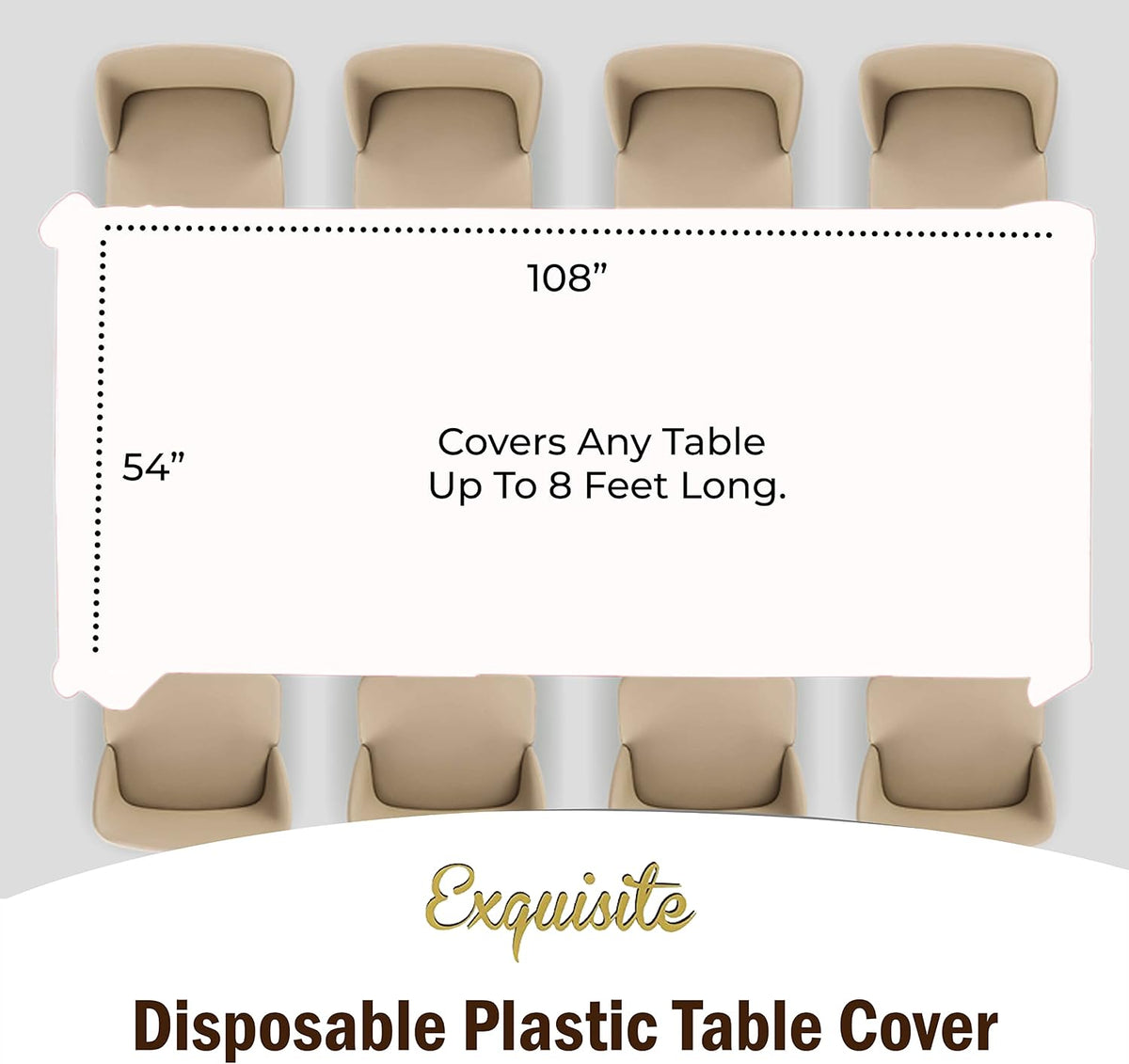 12-Pack Premium Plastic Tablecloth 54 Inch. x 108 Inch. Rectangle Table Cover-White