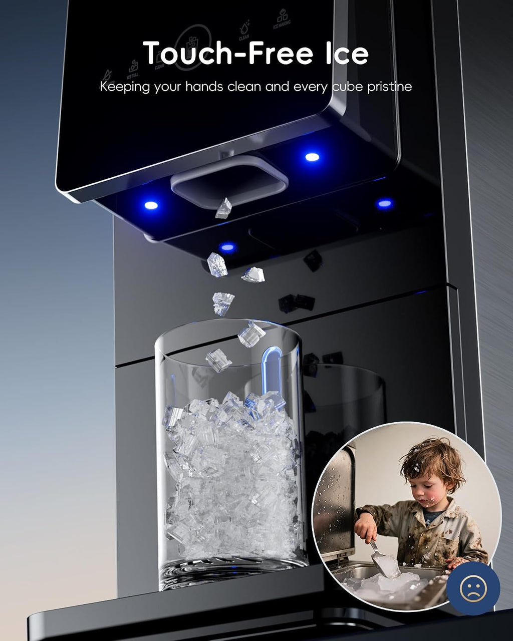 Nugget Ice Makers Countertop Dispenser, 40lbs Per Day, Touch-Free Ice