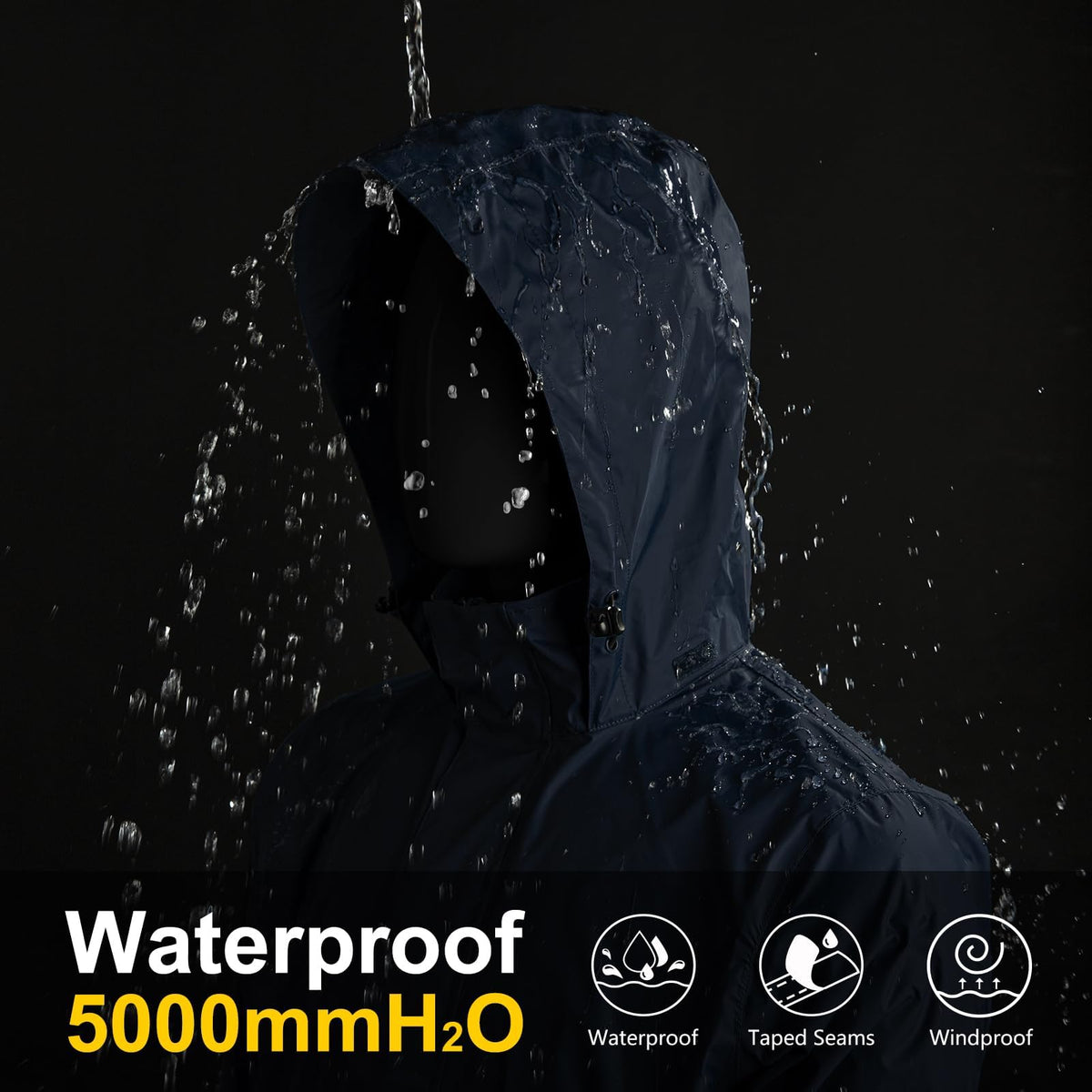 Men's Packable Rain Jacket Lightweight Waterproof Golf Raincoat