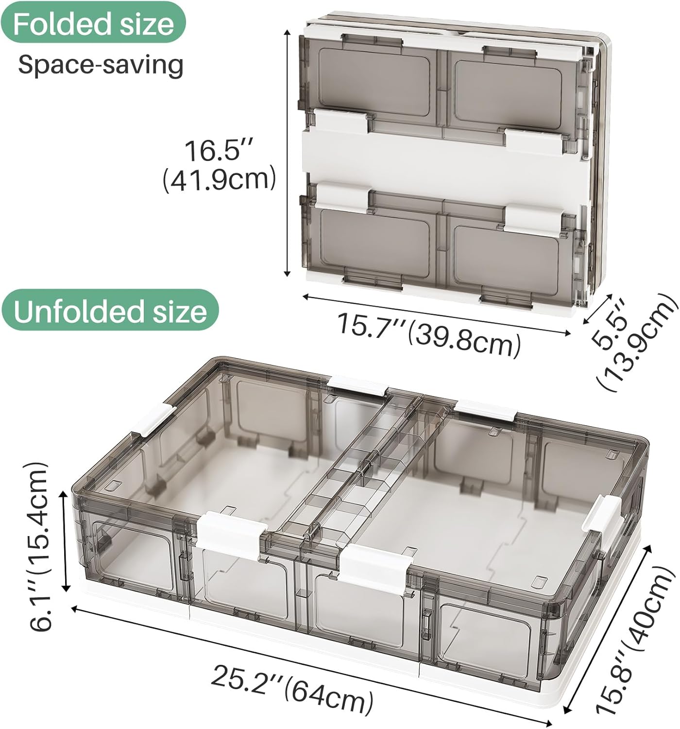 Clear Plastic Under Bed Storage Containers Bins with Lids and 8 Pre-installed Wheels,37.8 Qt, Rolling Foldable Flat