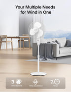 16" Adjustable Oscillating Pedestal Fan with Remote for Bedroom