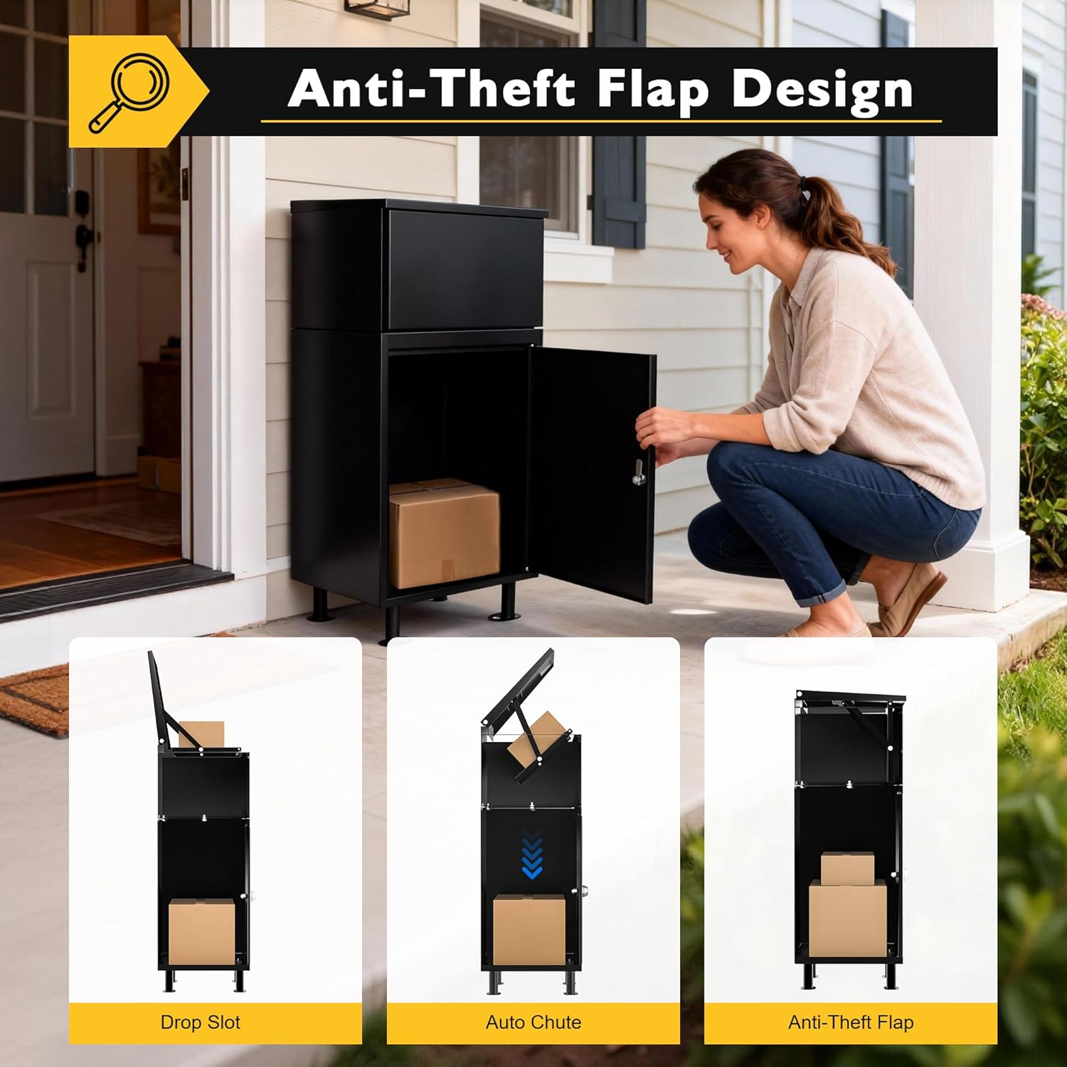 Parcel Drop Boxes for Outside, Extra Large Package Delivery Boxes with Secure Storage, Anti-Theft Galvanized