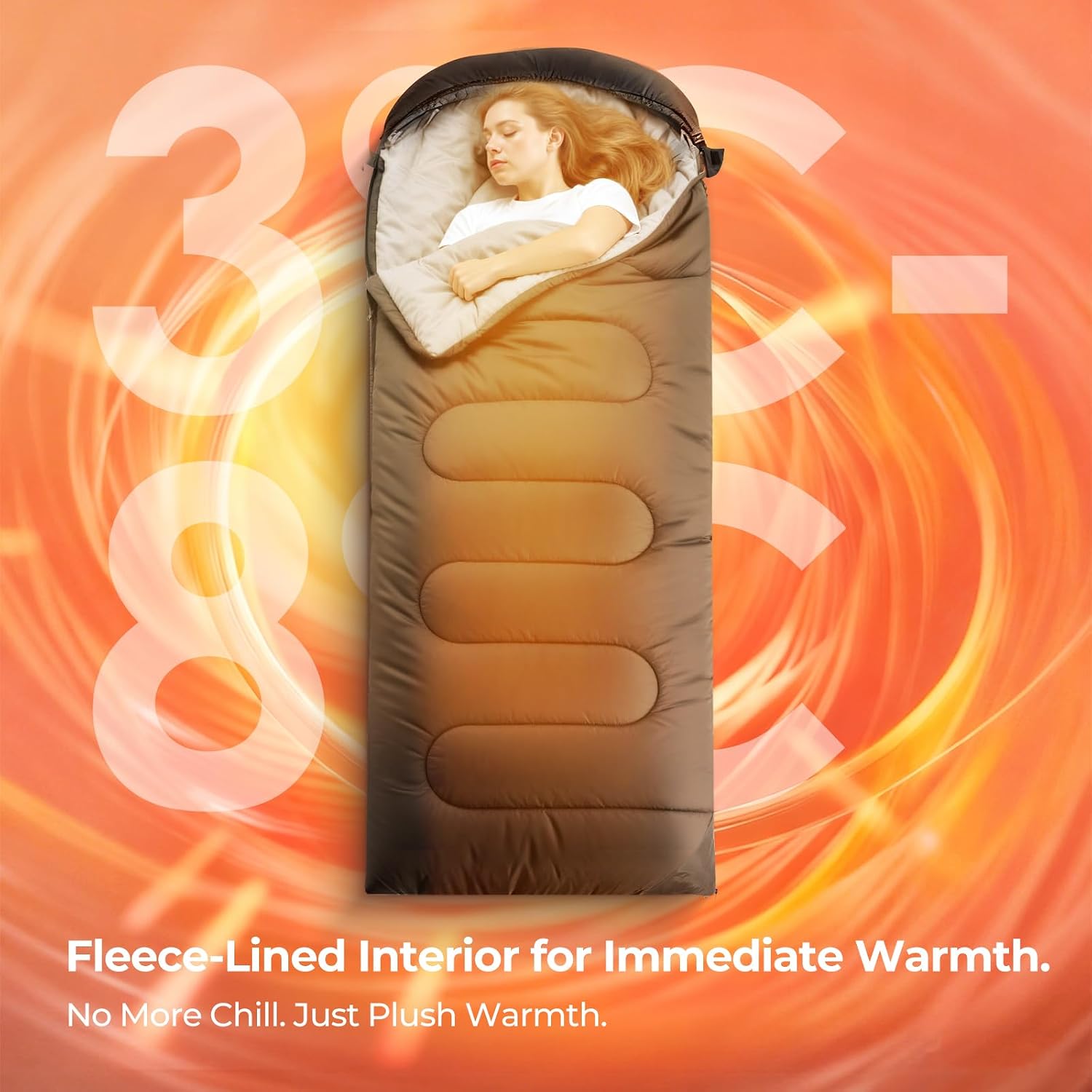 Sleeping Bags for Adults, Cold Weather, Fleece-Lined, Plush | Waterproof, windproof, compression sack, car camping &