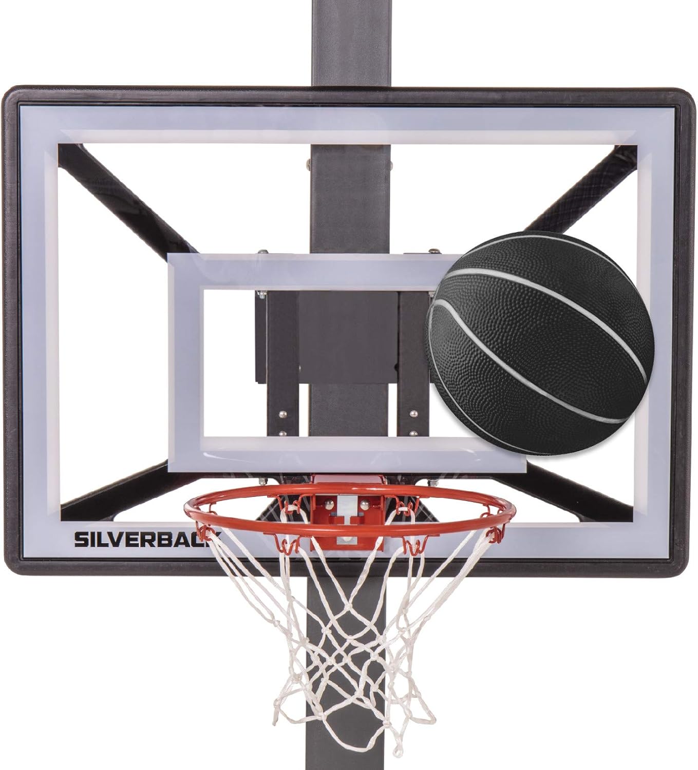 Junior Youth 33" Basketball Hoop with Lock ‘n Rock Mounting Technology Mounts to Round and Vertical Poles, Black