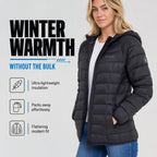 Packable Puffer Jacket Womens with Hood, Quilted Winter Puffer Coats