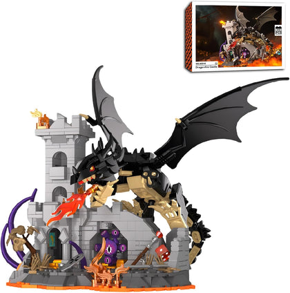Dragon Castle Building Sets with Dice Tower Medieval Castle Building Blocks Sets Dice Rolling Tower Castle Model Kits