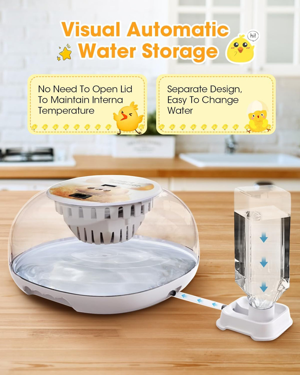 Incubators for Hatching Eggs, Chicken Waterer Cups, Automatic Egg Turner Holds 12 Eggs, Smart Incubator 360° Clear