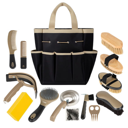 Horse Grooming Kit, 14-in-1 Professional Horse Brush Supplies Set for Grooming & Care, with Horse Brushes, Curry