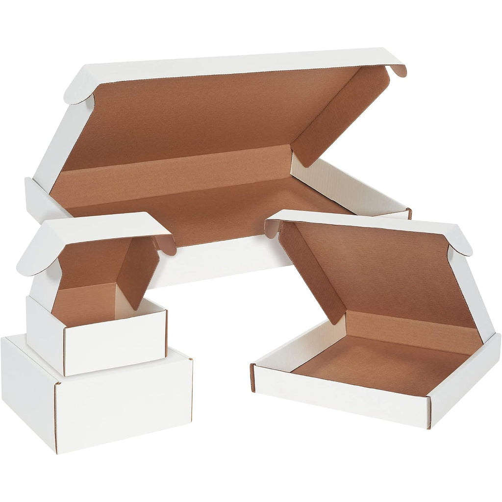 11" Deluxe Shipping Boxes 11 1/8"L x 8 3/4"W x 4"H, 50-Pack - White Box Mailers for Packaging, Storage, Gifts or Bulk
