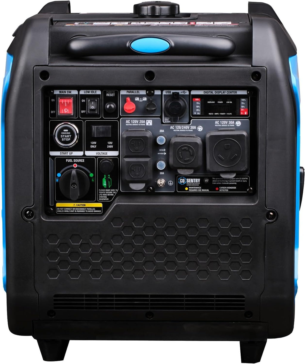7,250-Watt Super Quiet Dual Fuel Inverter Generator with Remote Start | 6000 running watts gas, 5500 propane, 312cc