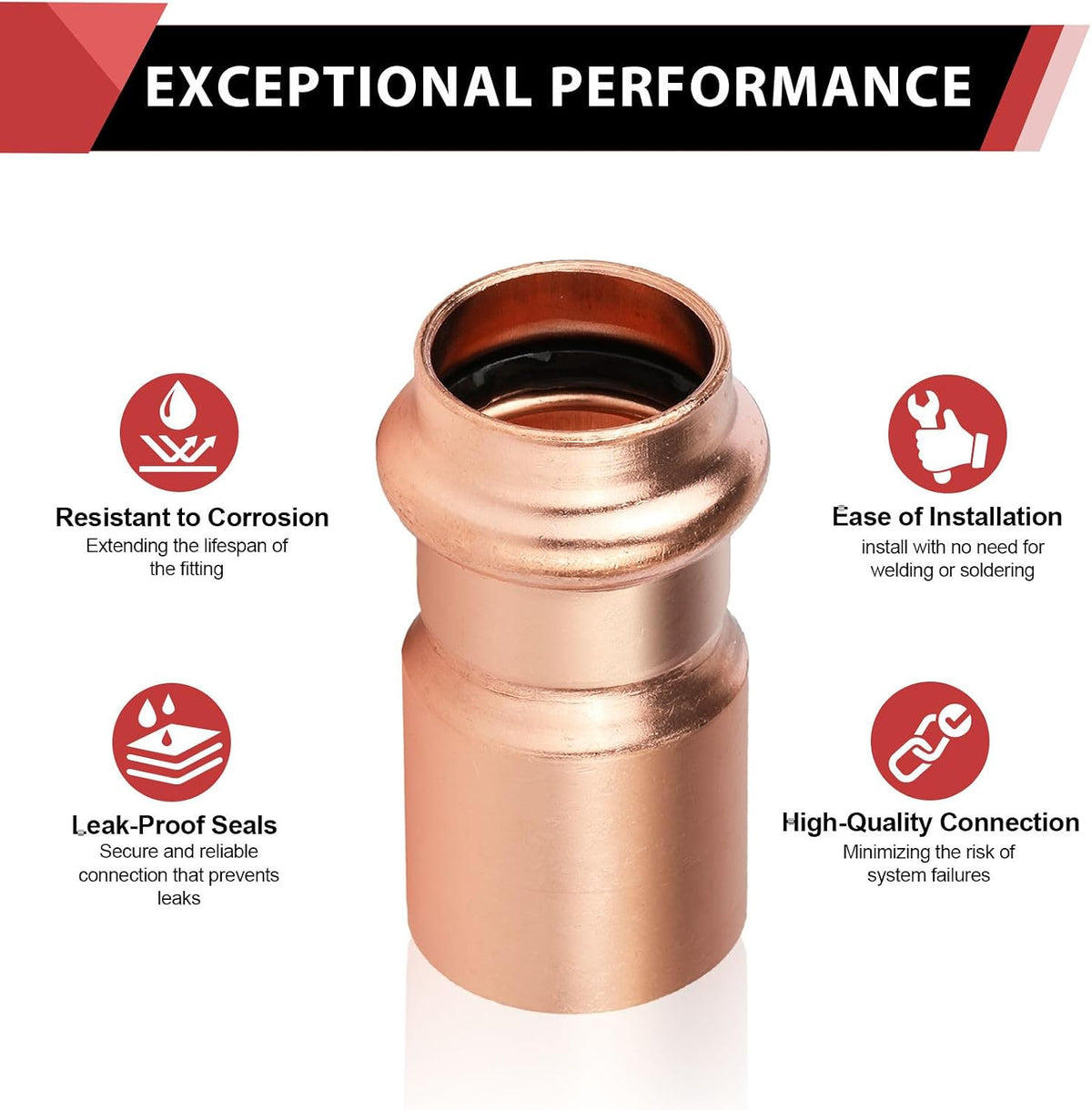 1Pcs EFIELD 3"FTG x 2-1/2"Copper Press XL Bushing Reducer(PRESS292-1)