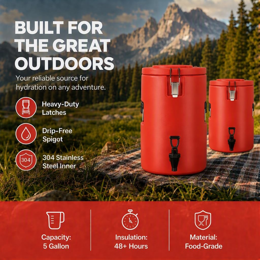 5 Gallon Insulated Beverage Dispenser 4-Pack Commercial