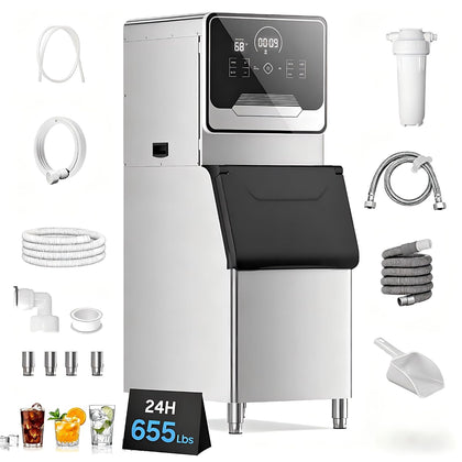 5-Year Limited Warranty Commercial Ice Maker Machine 655 Lbs/24H Industrial Ice Maker Machine Commercial Ice Machine