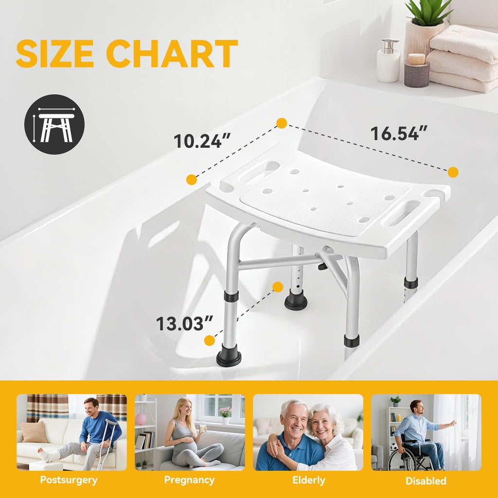 Shower Chair for Inside Shower(500lb), 5 Height Adjustable Shower Stool, Shower Seats for Adults, 3-Minute Quick