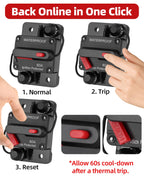 Voltrish 60A Marine Circuit Breaker 12V-48V Manual Reset for Trolling Motor
