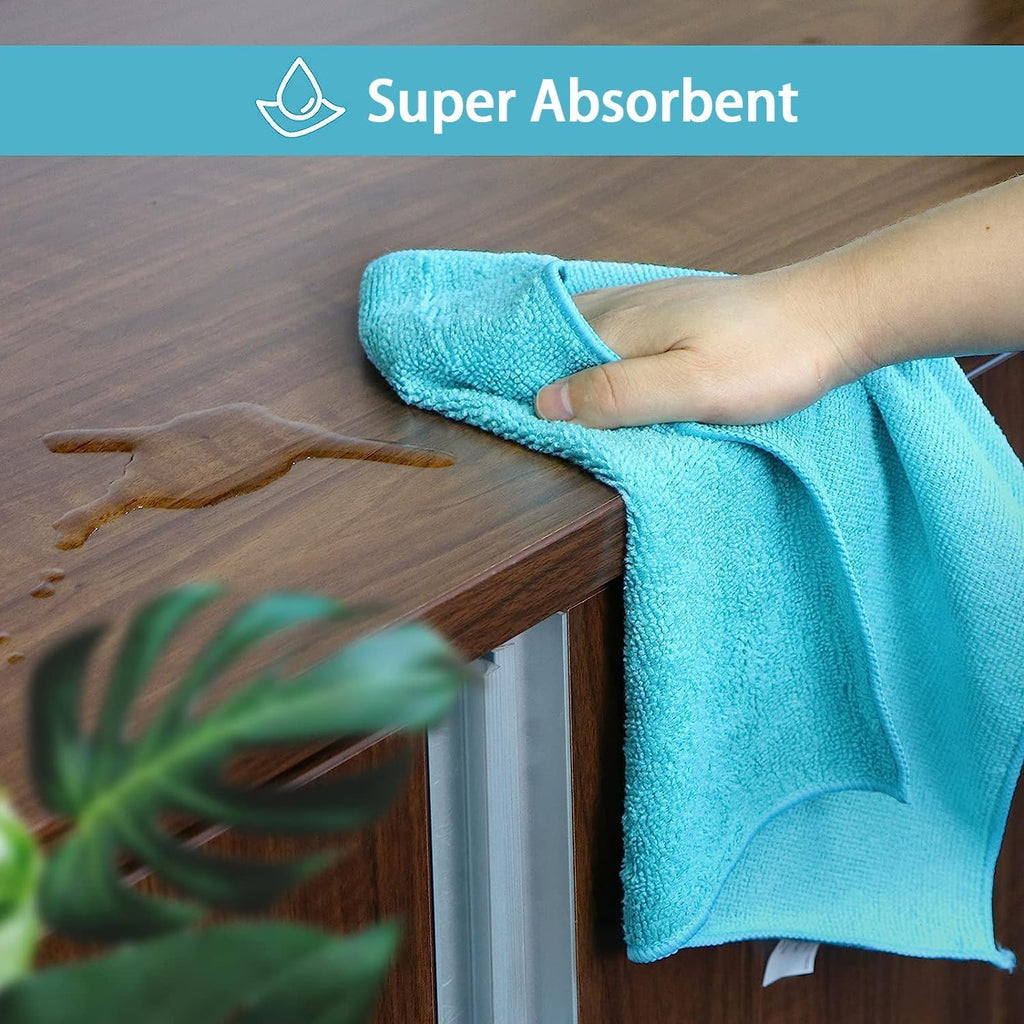 Microfiber Cleaning Cloth 210GSM, Pack of 12, Size:11.5" x 11.5", Ultra-Soft, High-Density Non-Abrasive Cleaning