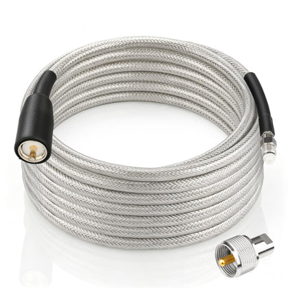 CB Coax Cable 15ft, CB Radio Antenna Cable RG8X Coaxial Cable with with Waterproof Boot, PL-259 Male to FME Female/