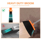 Broom and Dustpan Combo Set,Long Handle, Brown Orange