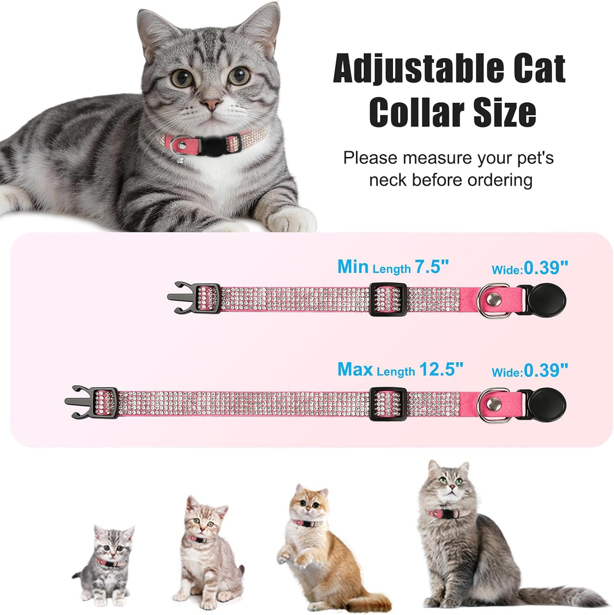 Rhinestone Cat Collar Breakaway (Pink)