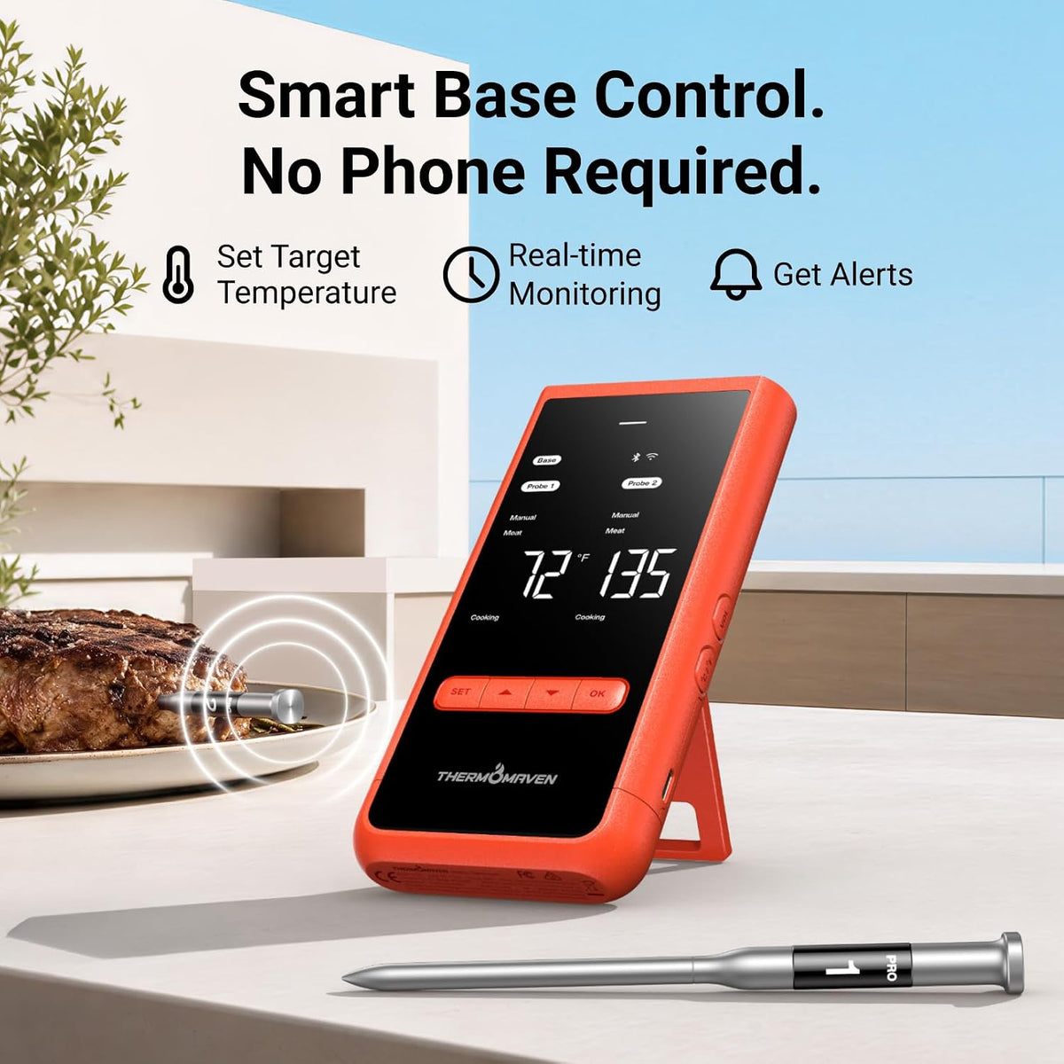 Smart WiFi Wireless Meat Thermometer for Grilling with 2 Probes