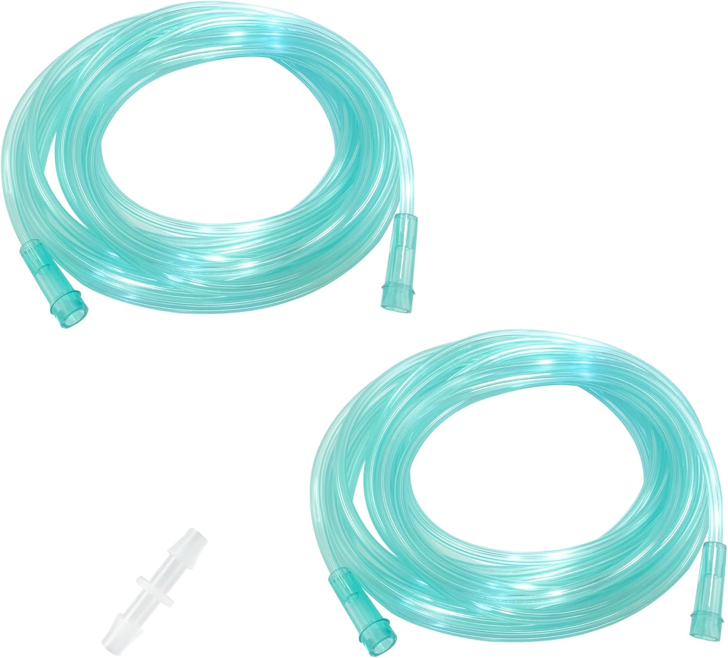 Oxygen Tubing, 16.4 ft, 2 Pack, Green, Crush Resistant with Connectors