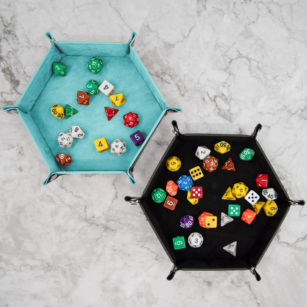 2 Pcs Dice Tray PU Leather Dice Trays Folding Hexagon Dices Holder