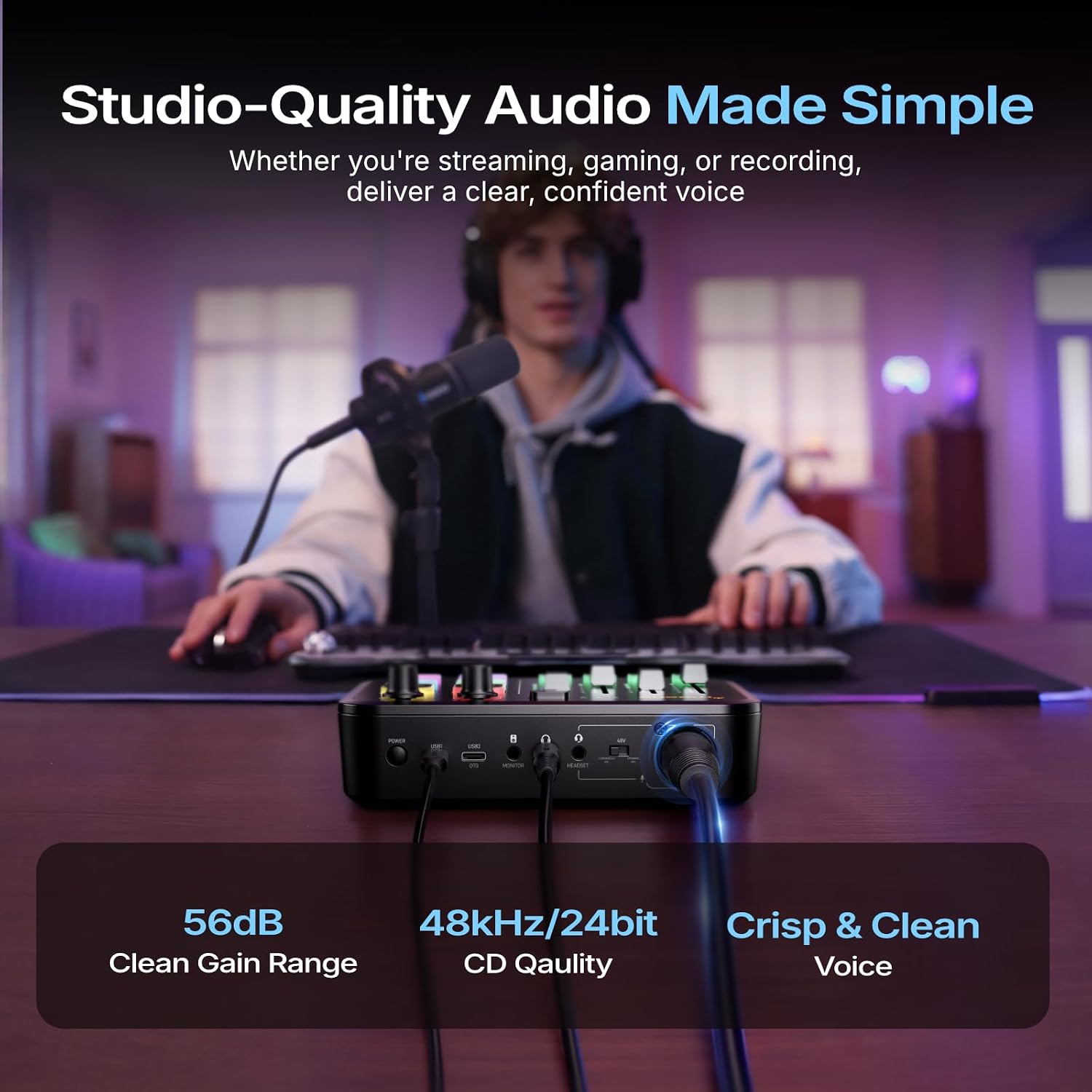 G3 Gaming Audio Mixer with Map Any Audio Sources for PC Streaming | Mixer with 4 Faders, 3 Submixes, dual PC setup