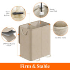 Double Laundry Hamper with Lid, Removable Laundry Bags, Beige