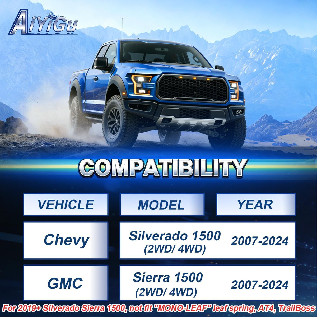 3" Front and 2" Rear Leveling Lift Kit for Silverado/Sierra 1500