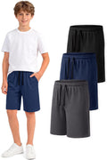 Boys Athletic Shorts 3 Pack Kids Quick Dry Mesh Short with Pockets