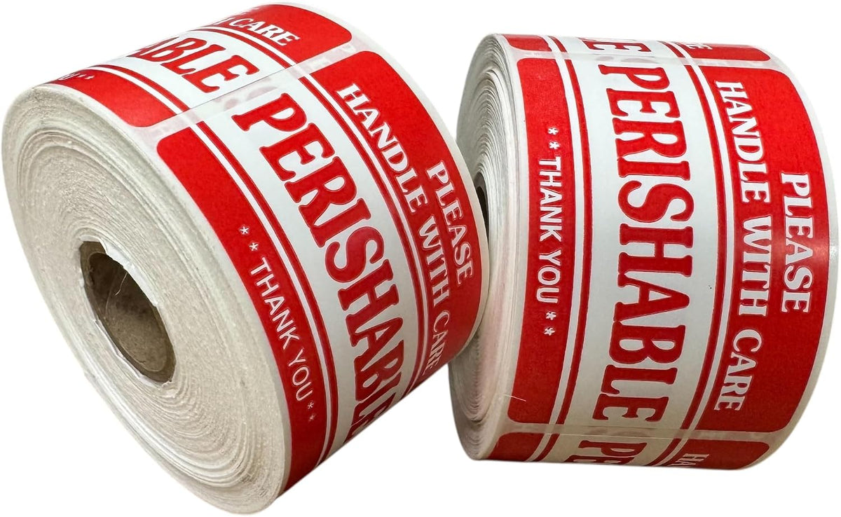 2x3 Perishable Handle with Care Thank You Labels Food Packaging Shipping Adhesive Stickers (1) Roll of 500
