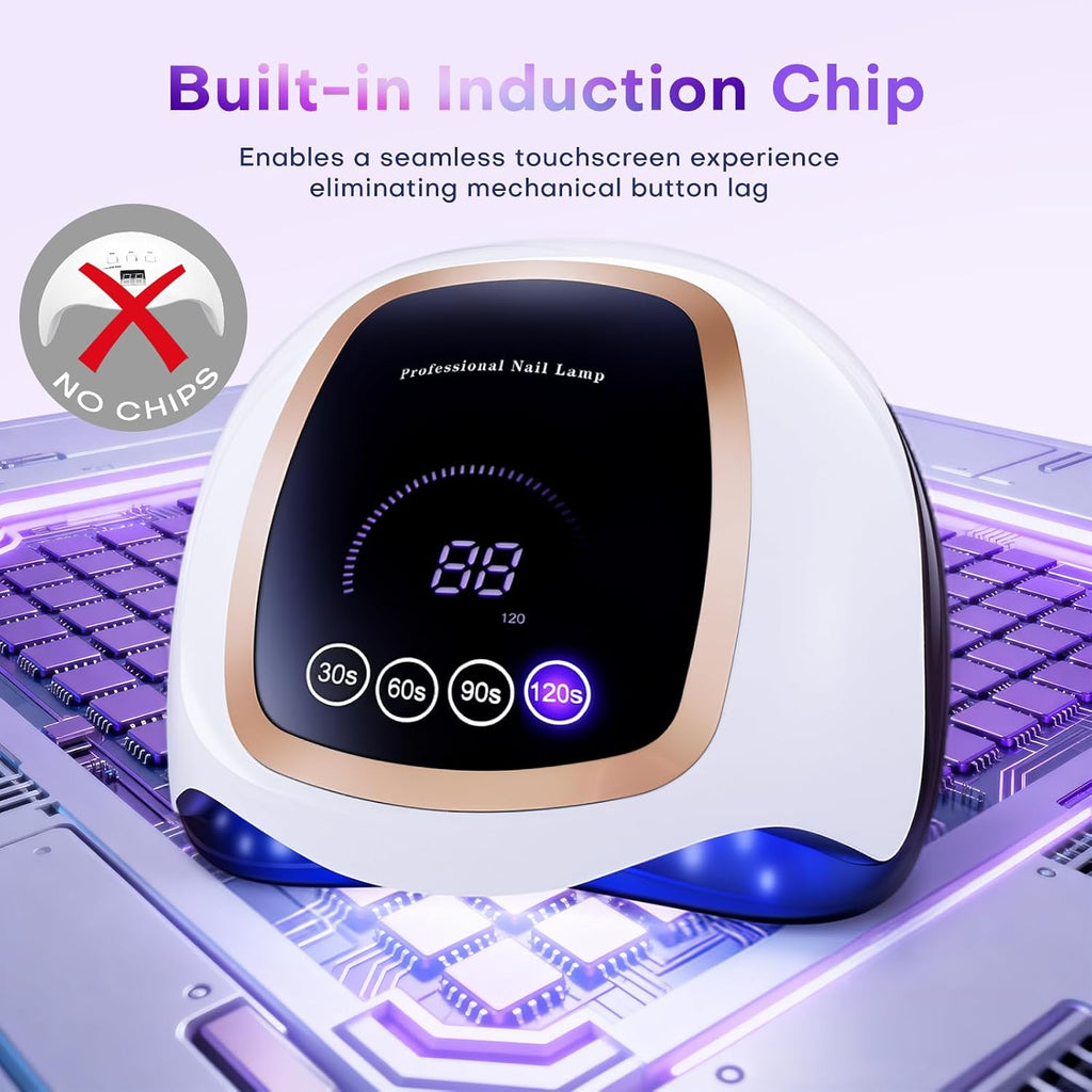 UV Nail Lamp, 180W LED Nail Dryer for Gel Polish, Touch Screen, 42 Beads | Auto Sensor Curing Light with LCD Display